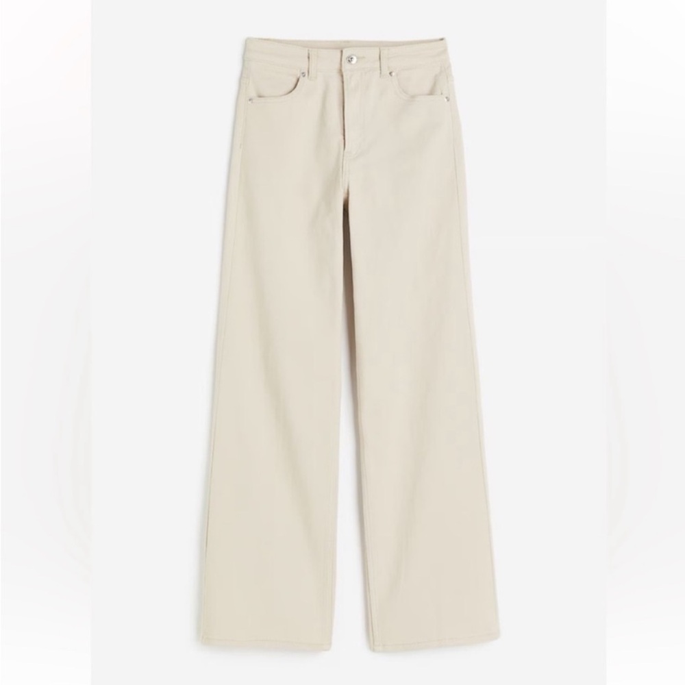 H&M Cream Wide-Leg Jeans